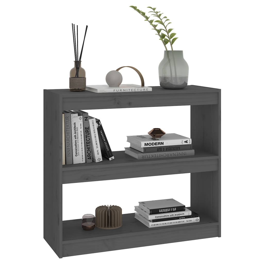 Boekenkast/Kamerscherm 80X30X7,5 Cm Massief Grenenhout 80 x 30 x 71.5 cm Grijs