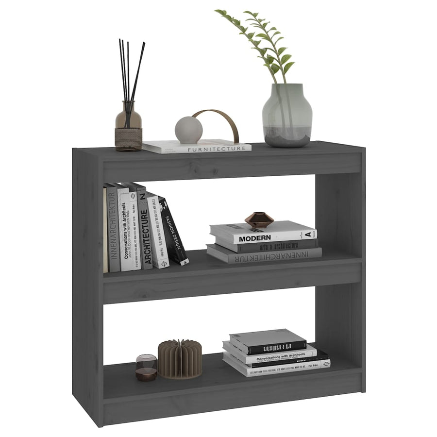 Boekenkast/Kamerscherm 80X30X7,5 Cm Massief Grenenhout 80 x 30 x 71.5 cm Grijs