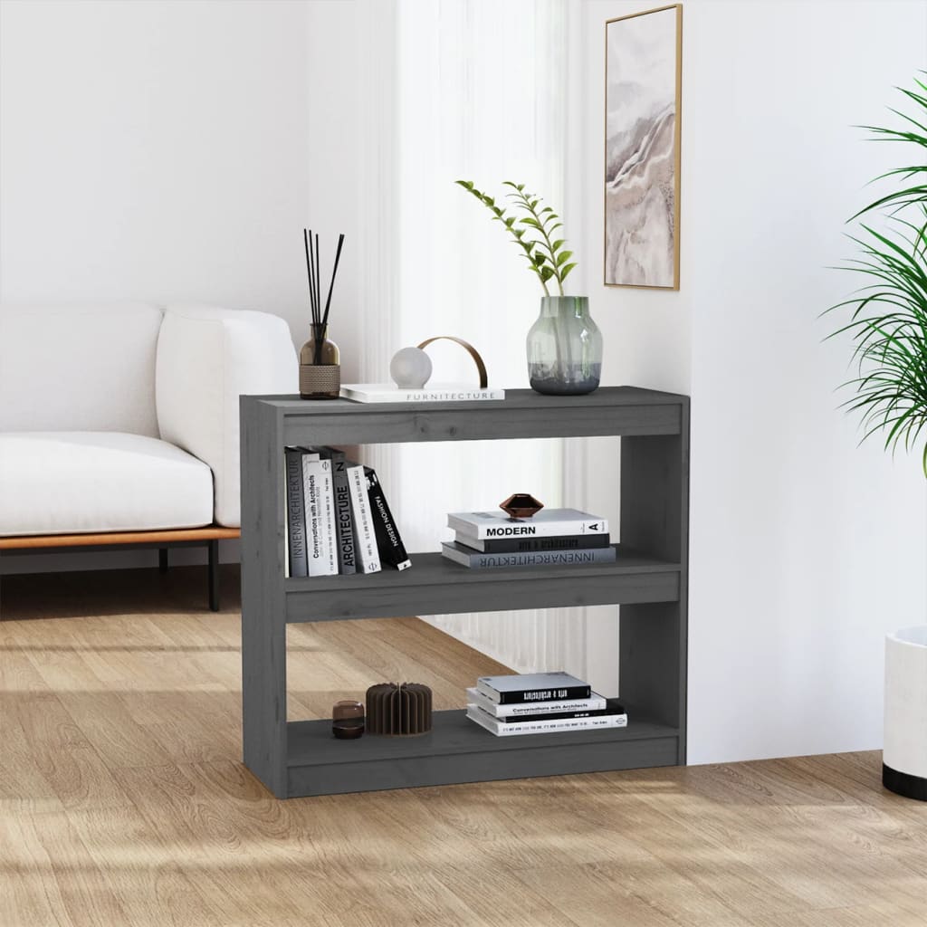 Boekenkast/Kamerscherm 80X30X7,5 Cm Massief Grenenhout 80 x 30 x 71.5 cm Grijs