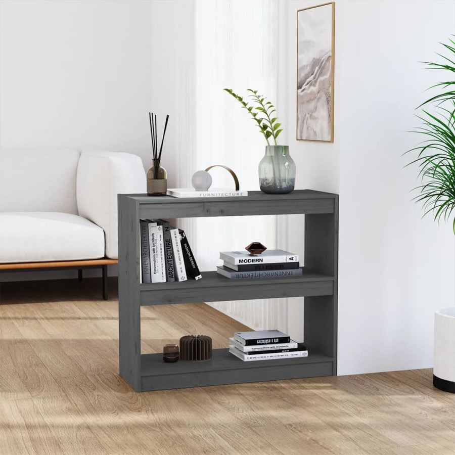 Boekenkast/Kamerscherm 80X30X7,5 Cm Massief Grenenhout 80 x 30 x 71.5 cm Grijs