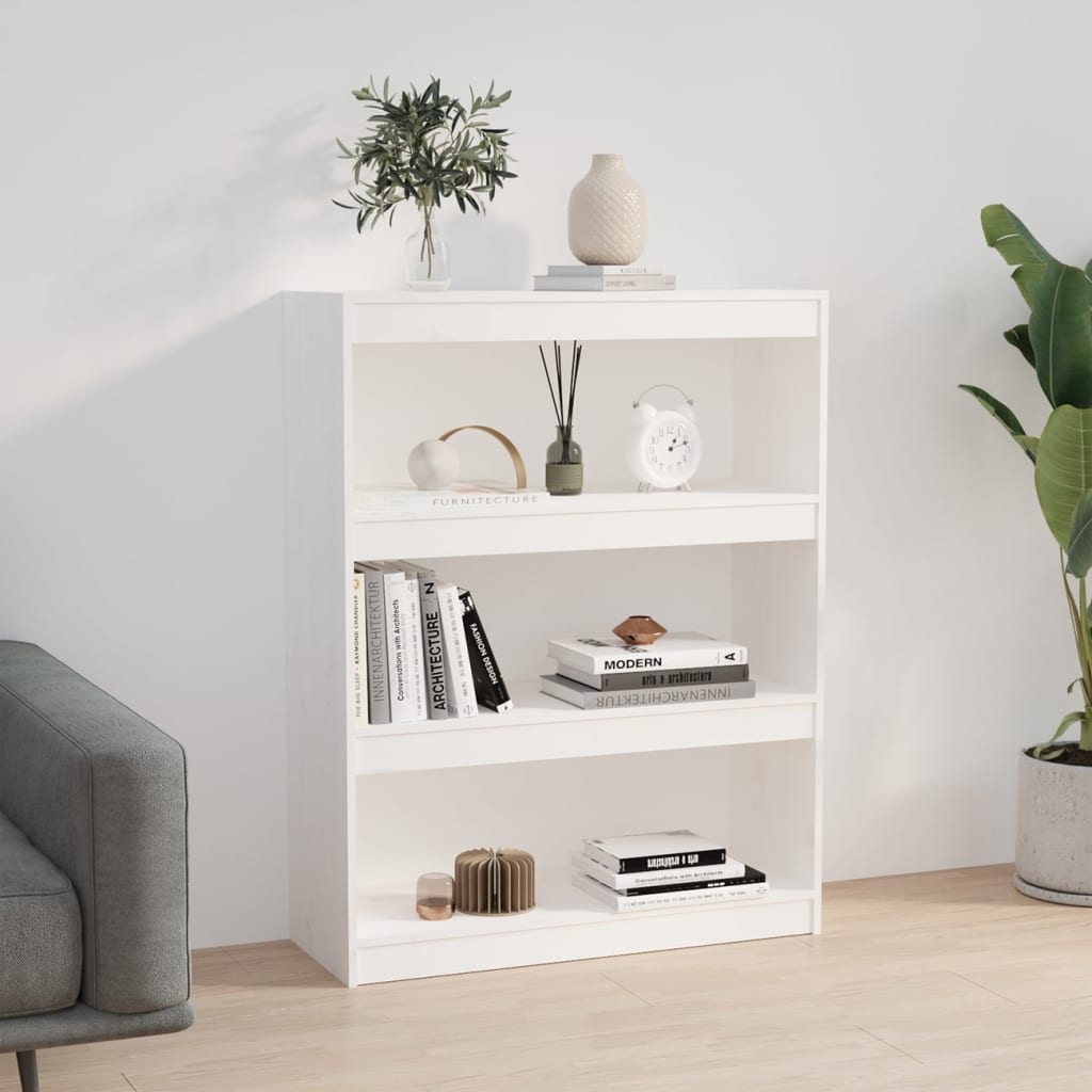 Boekenkast/Kamerscherm 80X30X03,5 Cm Massief Grenenhout 80 x 30 x 103.5 cm Wit