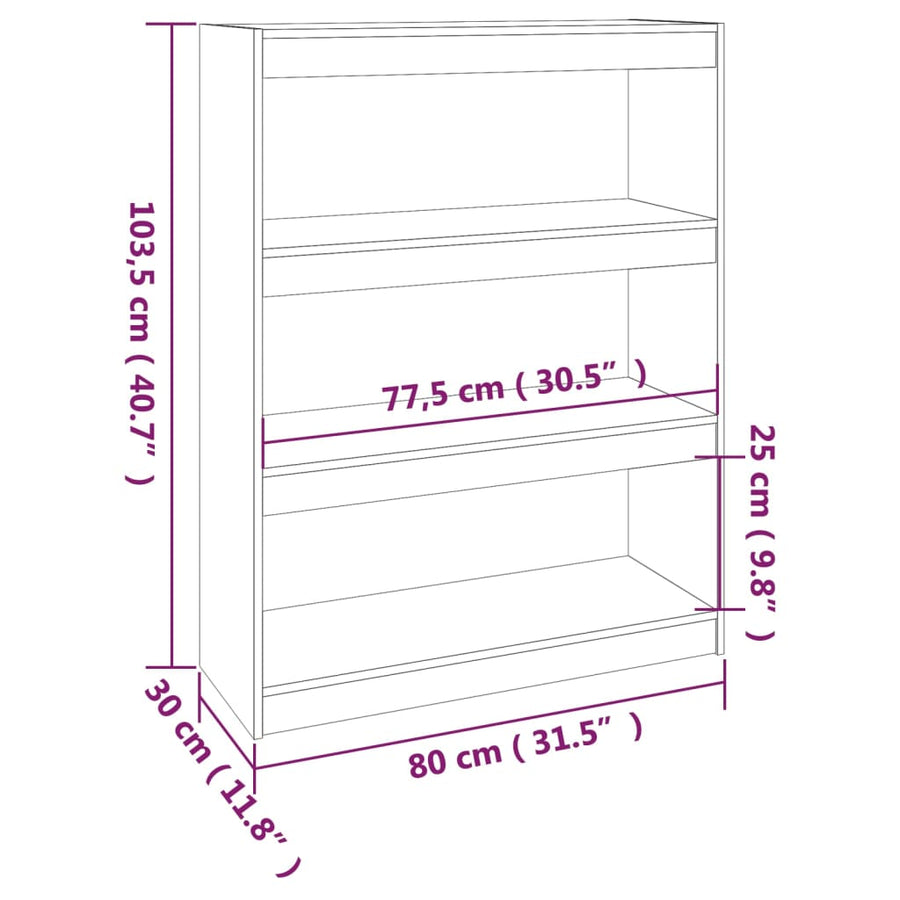 Boekenkast/Kamerscherm 80X30X03,5 Cm Massief Grenenhout 80 x 30 x 103.5 cm Wit
