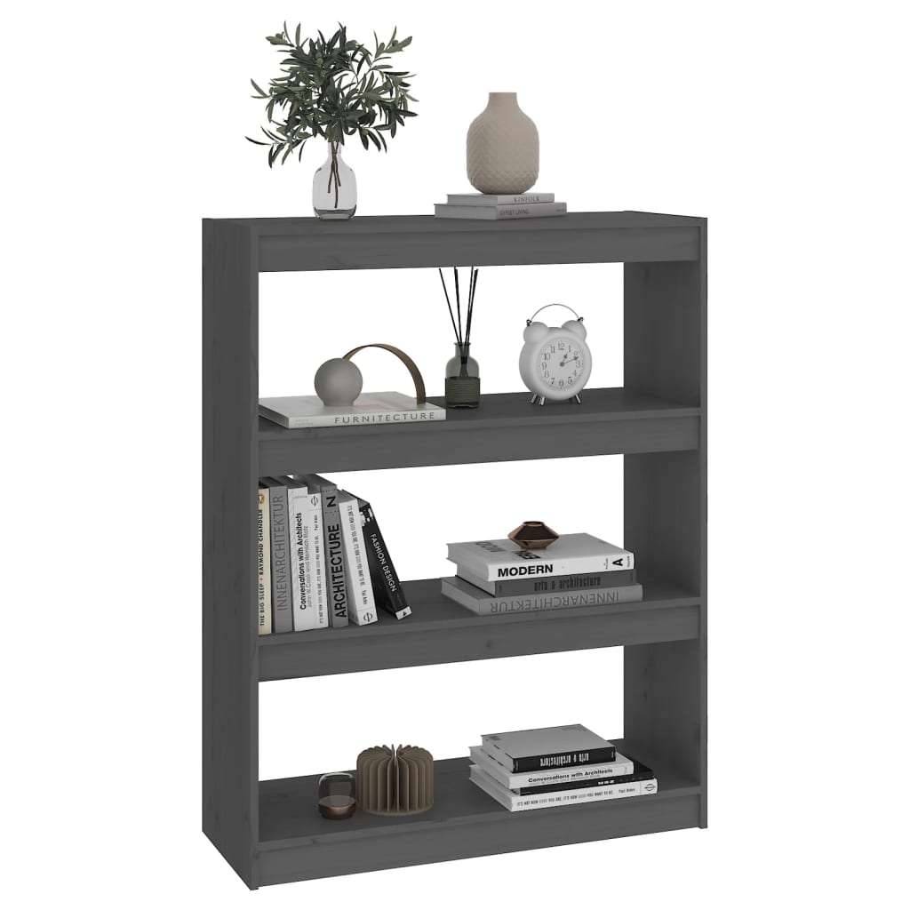 Boekenkast/Kamerscherm 80X30X03,5 Cm Massief Grenenhout 80 x 30 x 103.5 cm Grijs