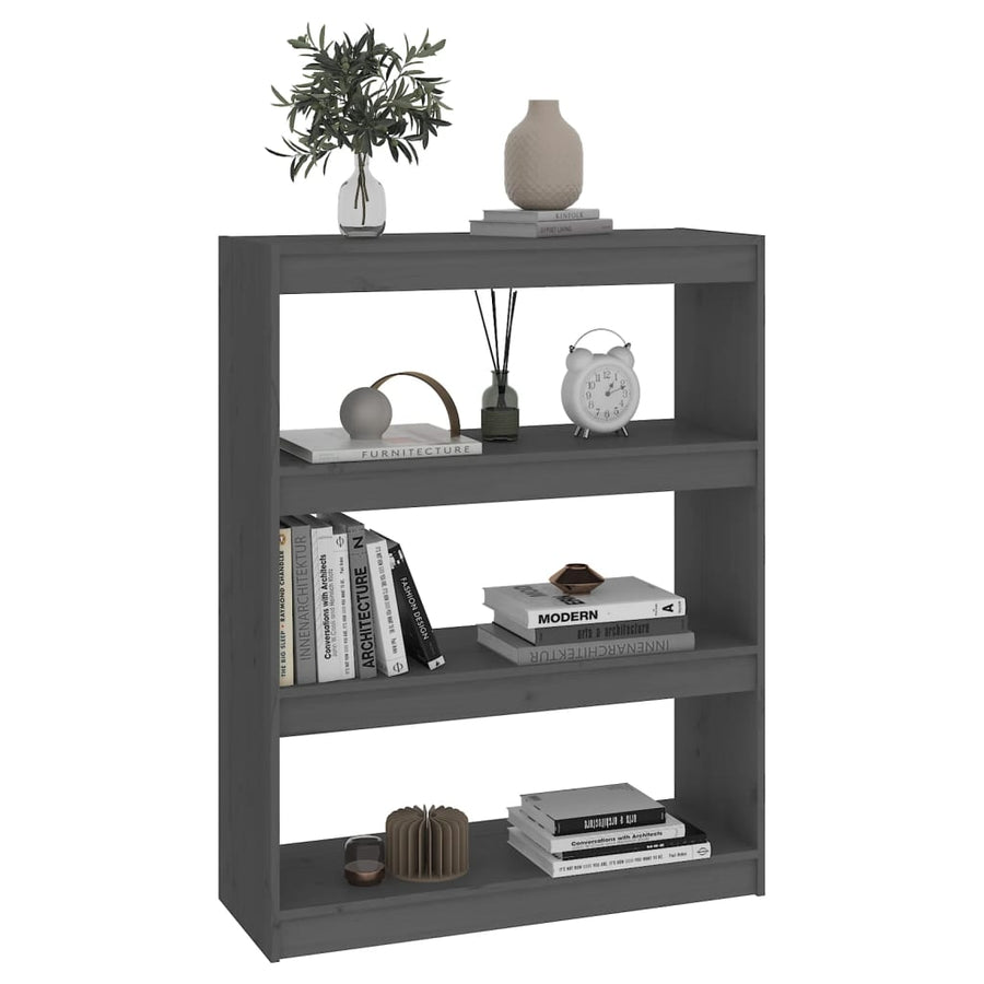 Boekenkast/Kamerscherm 80X30X03,5 Cm Massief Grenenhout 80 x 30 x 103.5 cm Grijs