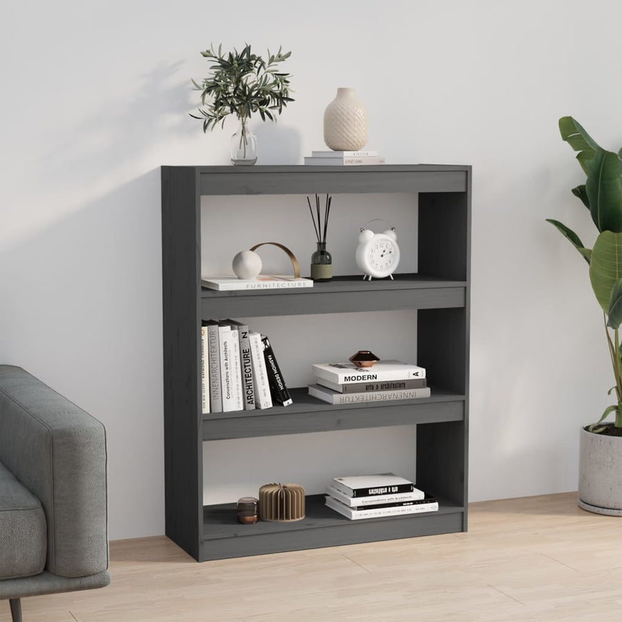 Boekenkast/Kamerscherm 80X30X03,5 Cm Massief Grenenhout 80 x 30 x 103.5 cm Grijs