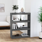 Boekenkast kamerscherm 80x30x103,5 cm massief grenenhout grijs