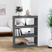Boekenkast kamerscherm 80x30x103,5 cm massief grenenhout grijs