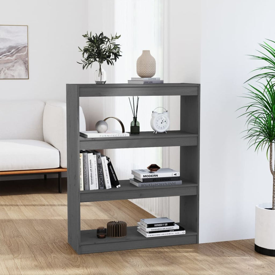 Boekenkast/Kamerscherm 80X30X03,5 Cm Massief Grenenhout 80 x 30 x 103.5 cm Grijs