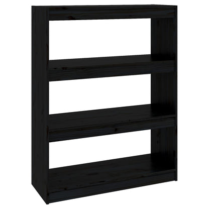 Boekenkast/Kamerscherm 80X30X03,5 Cm Massief Grenenhout 80 x 30 x 103.5 cm Zwart