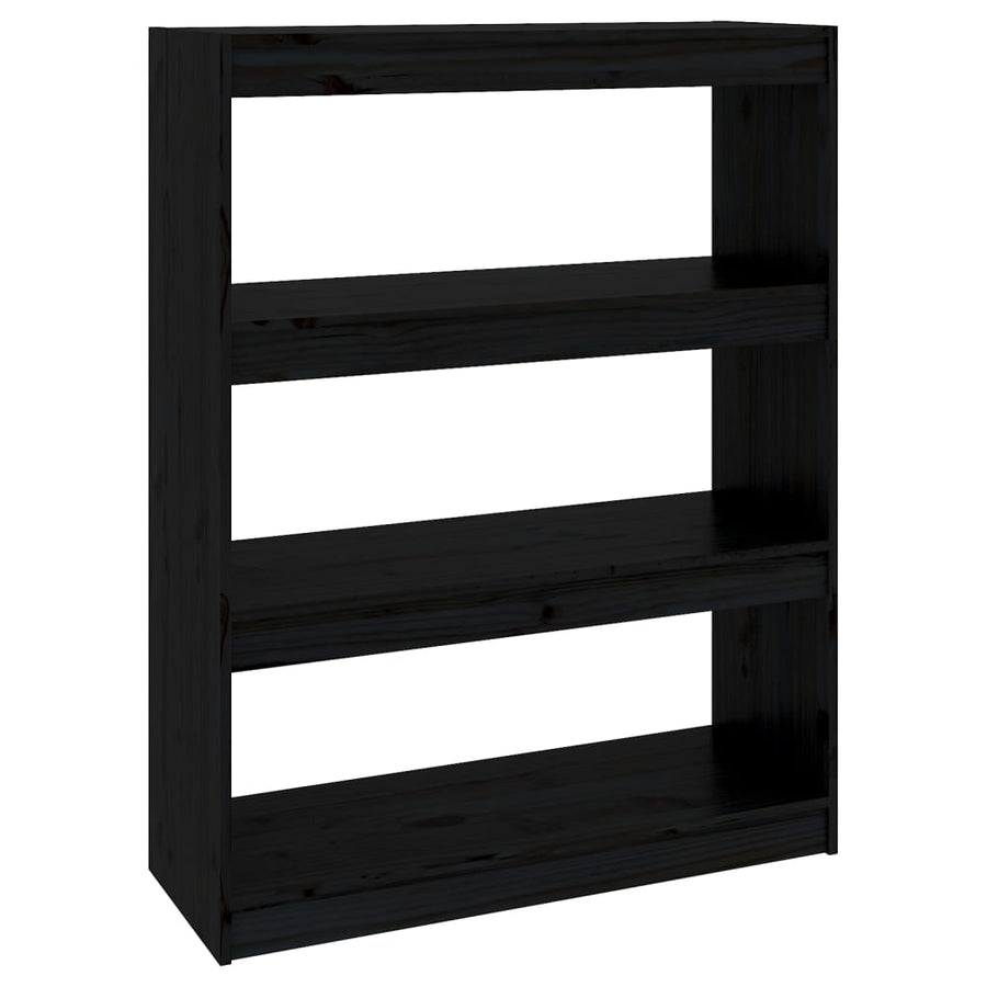Boekenkast/Kamerscherm 80X30X03,5 Cm Massief Grenenhout 80 x 30 x 103.5 cm Zwart