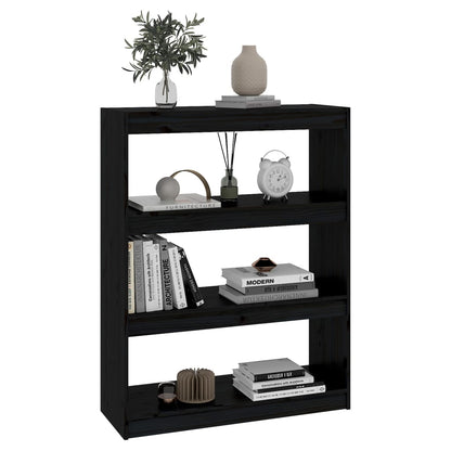 Boekenkast/Kamerscherm 80X30X03,5 Cm Massief Grenenhout 80 x 30 x 103.5 cm Zwart