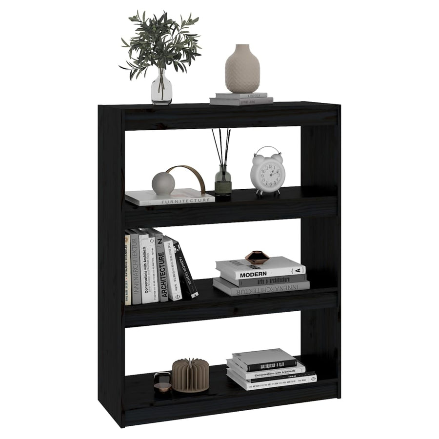 Boekenkast/Kamerscherm 80X30X03,5 Cm Massief Grenenhout 80 x 30 x 103.5 cm Zwart