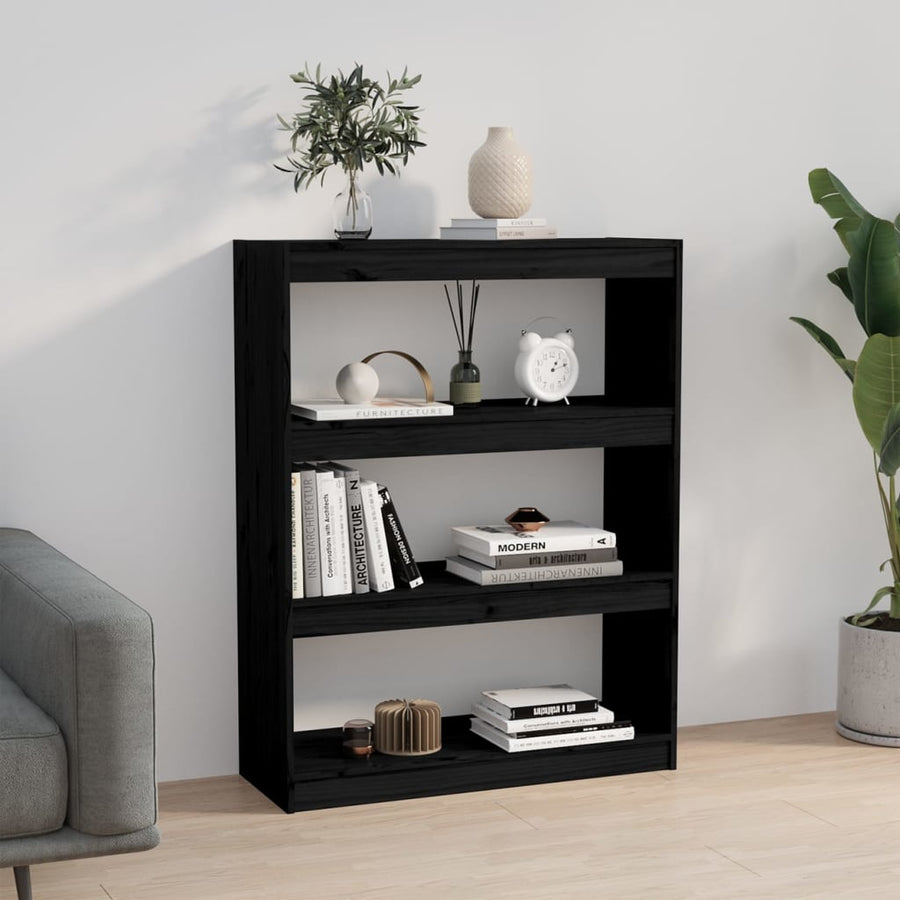 Boekenkast/Kamerscherm 80X30X03,5 Cm Massief Grenenhout 80 x 30 x 103.5 cm Zwart