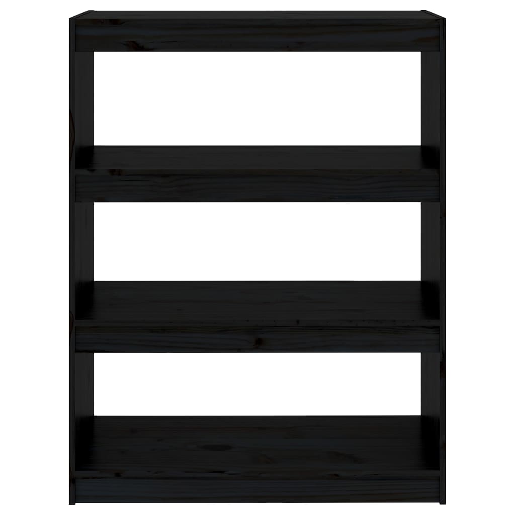 Boekenkast/Kamerscherm 80X30X03,5 Cm Massief Grenenhout 80 x 30 x 103.5 cm Zwart