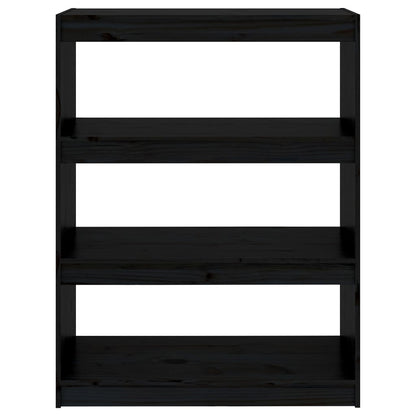 Boekenkast/Kamerscherm 80X30X03,5 Cm Massief Grenenhout 80 x 30 x 103.5 cm Zwart