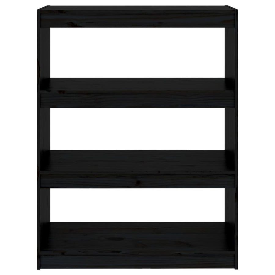 Boekenkast/Kamerscherm 80X30X03,5 Cm Massief Grenenhout 80 x 30 x 103.5 cm Zwart