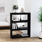 Boekenkast kamerscherm 80x30x103,5 cm massief grenenhout zwart