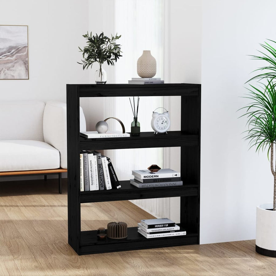 Boekenkast/Kamerscherm 80X30X03,5 Cm Massief Grenenhout 80 x 30 x 103.5 cm Zwart