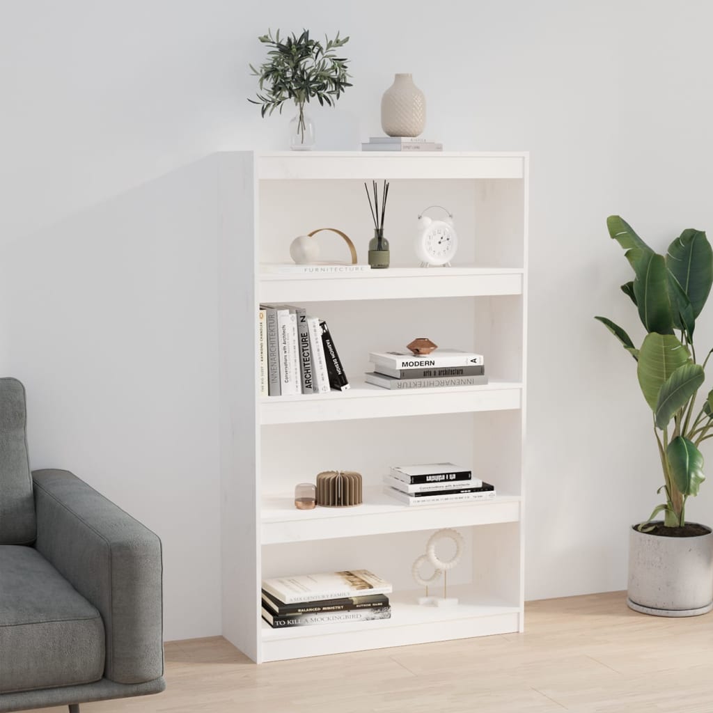 Boekenkast/Kamerscherm 80X30X35,5 Cm Massief Grenenhout 80 x 30 x 135.5 cm Wit