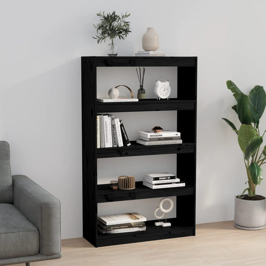 Boekenkast/Kamerscherm 80X30X35,5 Cm Massief Grenenhout 80 x 30 x 135.5 cm Zwart