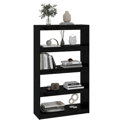 Boekenkast/Kamerscherm 80X30X35,5 Cm Massief Grenenhout 80 x 30 x 135.5 cm Zwart