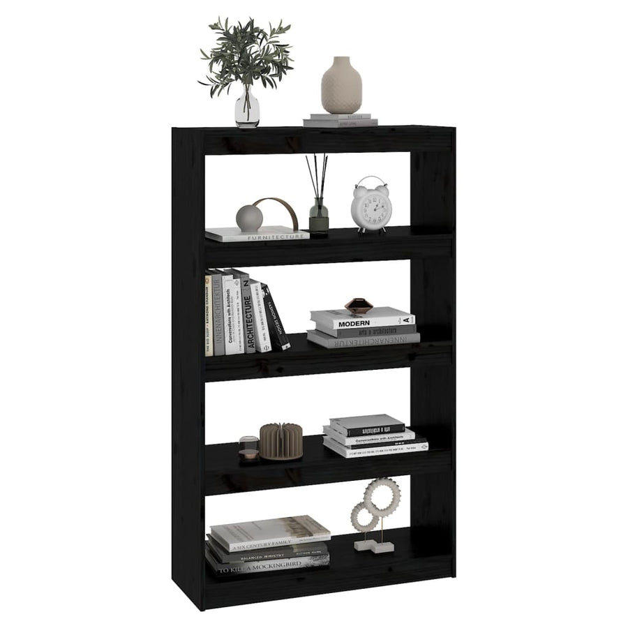 Boekenkast/Kamerscherm 80X30X35,5 Cm Massief Grenenhout 80 x 30 x 135.5 cm Zwart