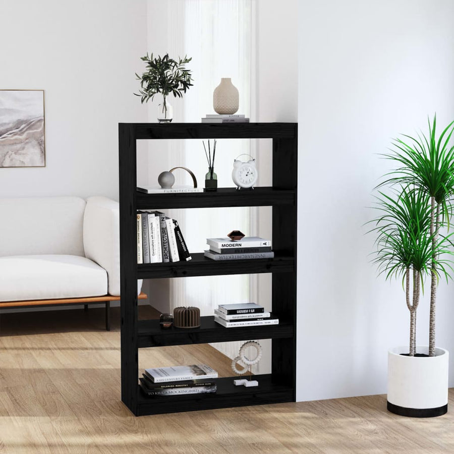 Boekenkast/Kamerscherm 80X30X35,5 Cm Massief Grenenhout 80 x 30 x 135.5 cm Zwart