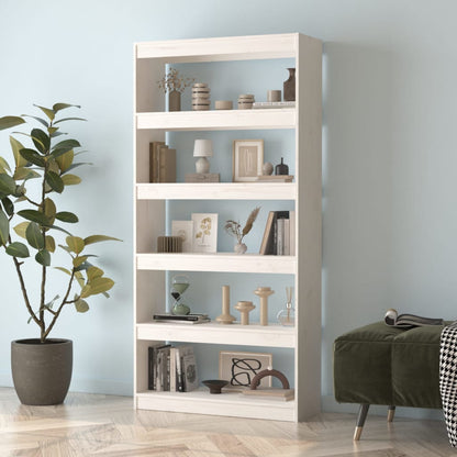 Boekenkast/Kamerscherm 80X30X67,4 Cm Massief Grenenhout 80 x 30 x 167.4 cm Wit