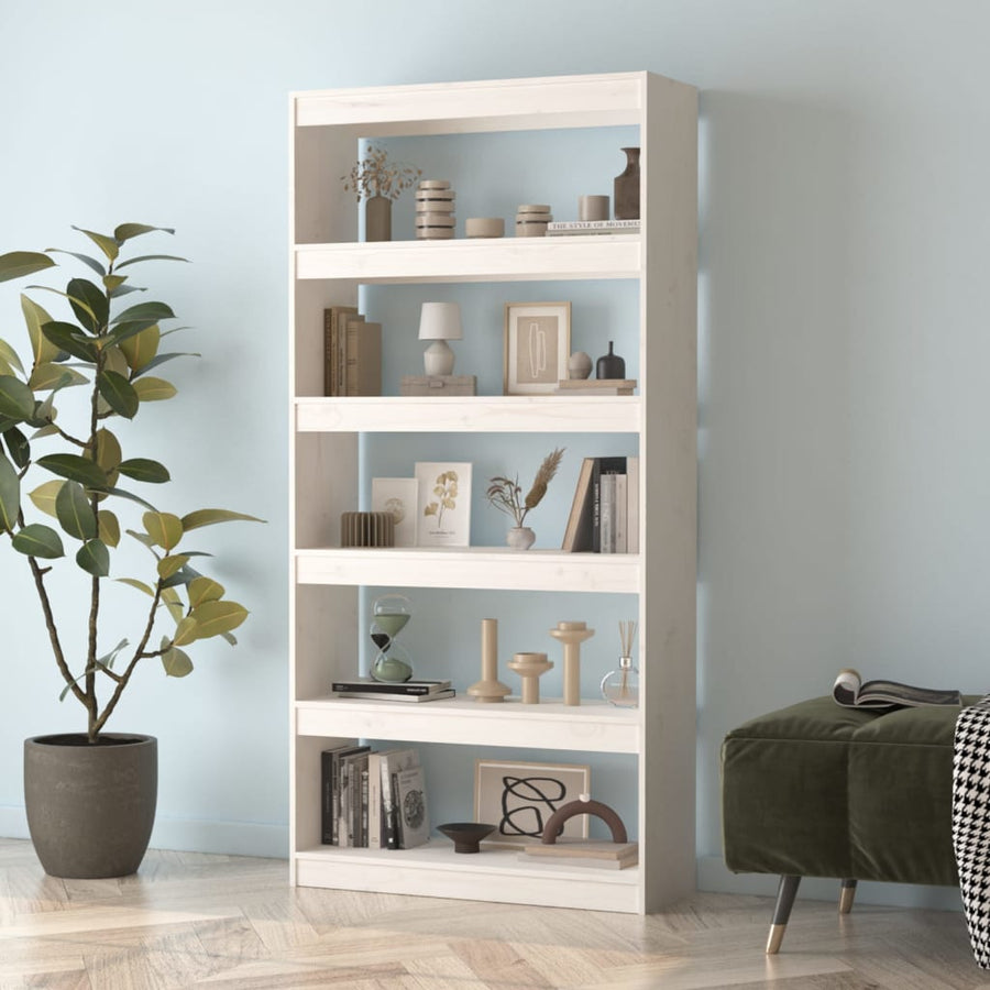 Boekenkast/Kamerscherm 80X30X67,4 Cm Massief Grenenhout 80 x 30 x 167.4 cm Wit