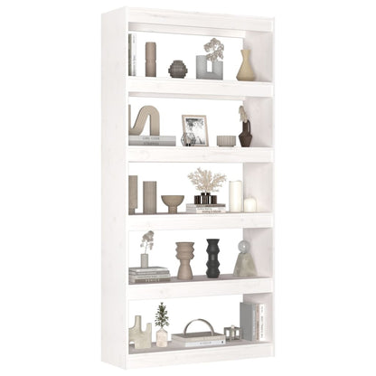 Boekenkast/Kamerscherm 80X30X67,4 Cm Massief Grenenhout 80 x 30 x 167.4 cm Wit