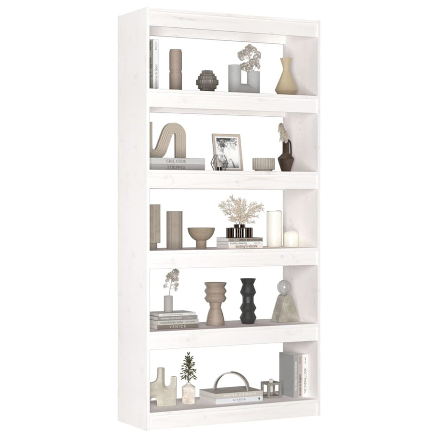 Boekenkast/Kamerscherm 80X30X67,4 Cm Massief Grenenhout 80 x 30 x 167.4 cm Wit