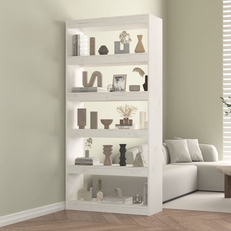 Boekenkast/Kamerscherm 80X30X67,4 Cm Massief Grenenhout 80 x 30 x 167.4 cm Wit
