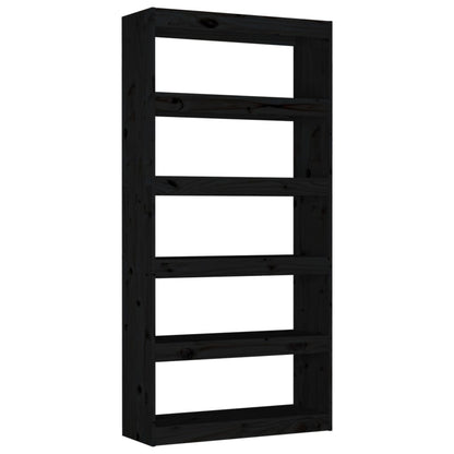 Boekenkast/Kamerscherm 80X30X67,4 Cm Massief Grenenhout 80 x 30 x 167.4 cm Zwart