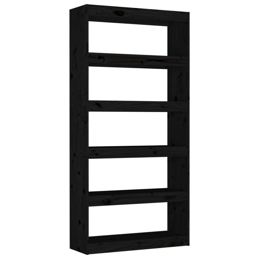Boekenkast/Kamerscherm 80X30X67,4 Cm Massief Grenenhout 80 x 30 x 167.4 cm Zwart