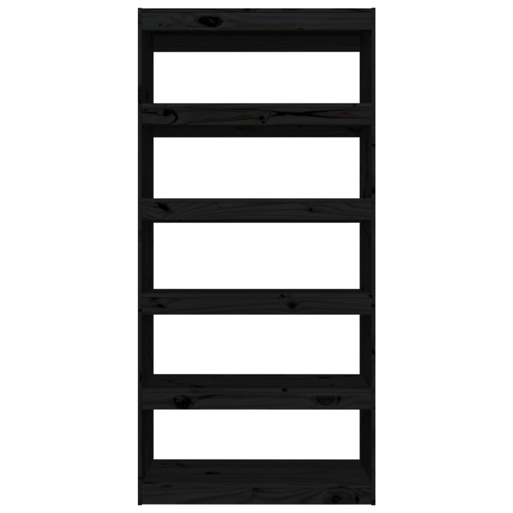 Boekenkast/Kamerscherm 80X30X67,4 Cm Massief Grenenhout 80 x 30 x 167.4 cm Zwart