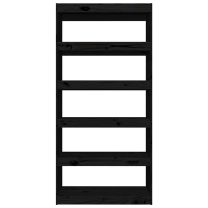 Boekenkast/Kamerscherm 80X30X67,4 Cm Massief Grenenhout 80 x 30 x 167.4 cm Zwart