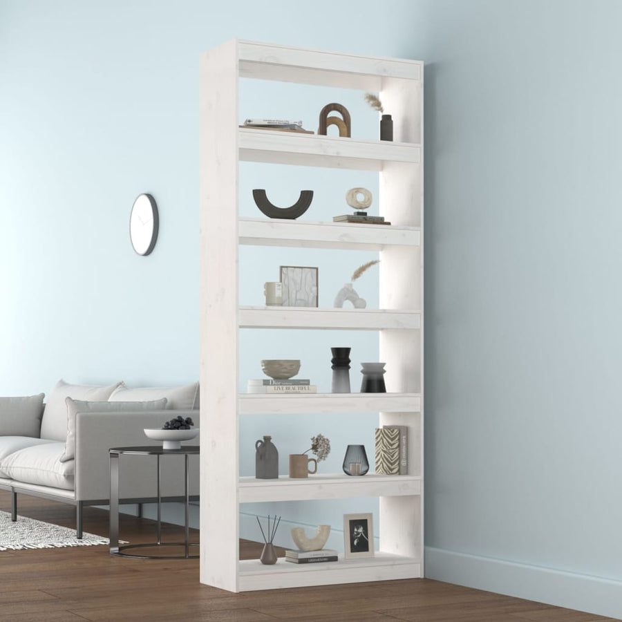 Boekenkast/Kamerscherm 80X30X99,5 Cm Massief Grenenhout 80 x 30 x 199.5 cm Wit