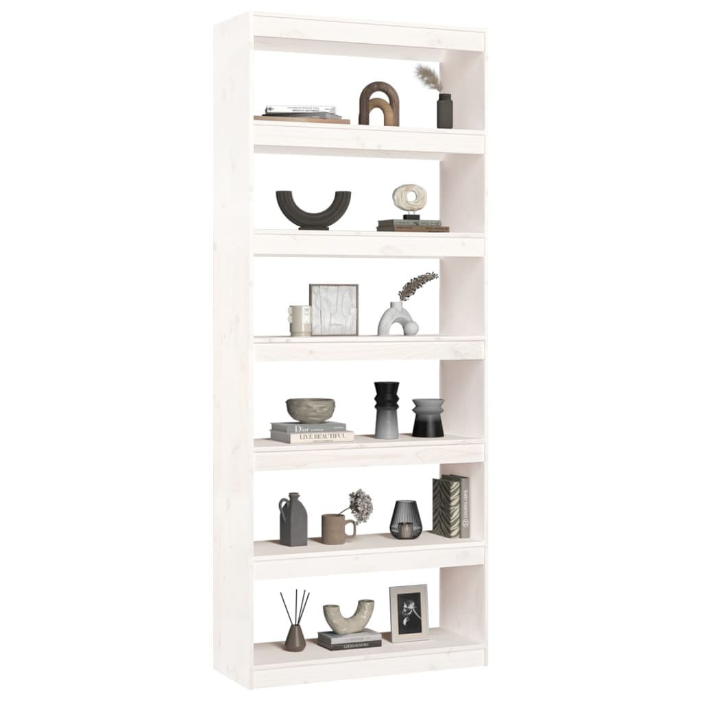 Boekenkast/Kamerscherm 80X30X99,5 Cm Massief Grenenhout 80 x 30 x 199.5 cm Wit