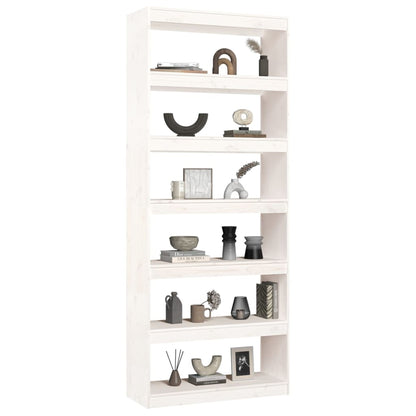 Boekenkast/Kamerscherm 80X30X99,5 Cm Massief Grenenhout 80 x 30 x 199.5 cm Wit