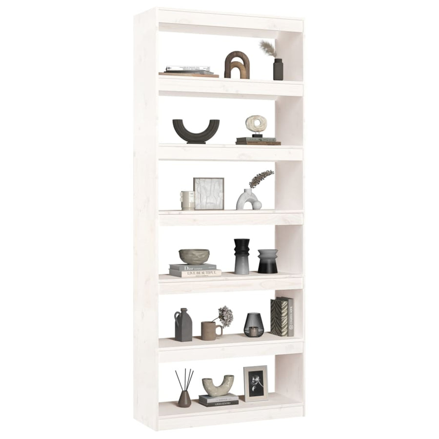 Boekenkast/Kamerscherm 80X30X99,5 Cm Massief Grenenhout 80 x 30 x 199.5 cm Wit