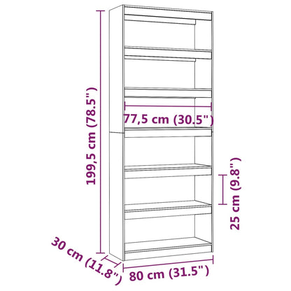 Boekenkast/Kamerscherm 80X30X99,5 Cm Massief Grenenhout 80 x 30 x 199.5 cm Wit