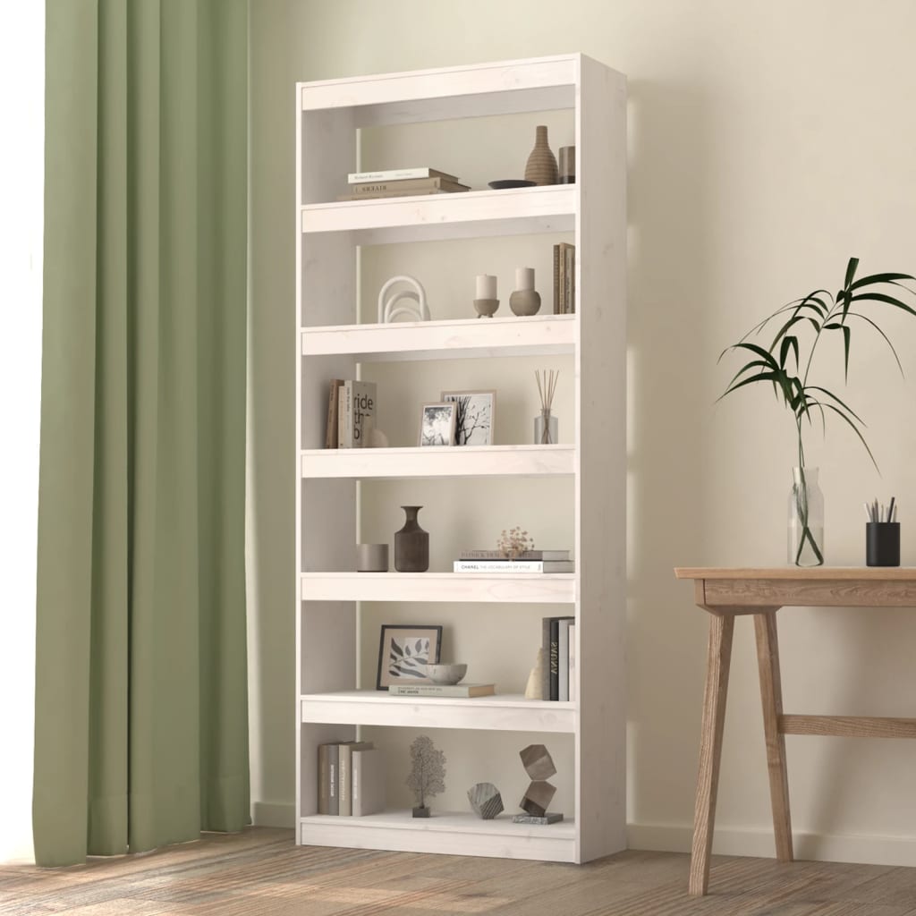 Boekenkast/Kamerscherm 80X30X99,5 Cm Massief Grenenhout 80 x 30 x 199.5 cm Wit