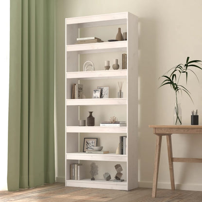 Boekenkast/Kamerscherm 80X30X99,5 Cm Massief Grenenhout 80 x 30 x 199.5 cm Wit
