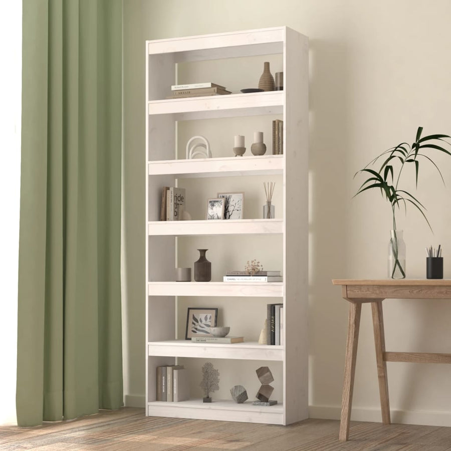 Boekenkast/Kamerscherm 80X30X99,5 Cm Massief Grenenhout 80 x 30 x 199.5 cm Wit