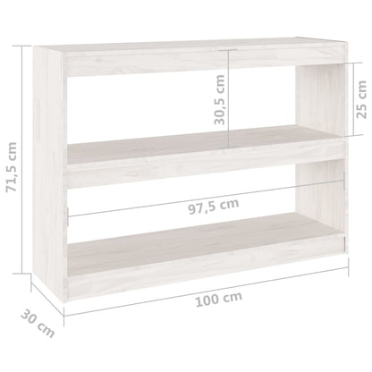 Boekenkast/kamerscherm 100x30x71,5 cm grenenhout wit 100 x 30 x 71.5 cm Wit