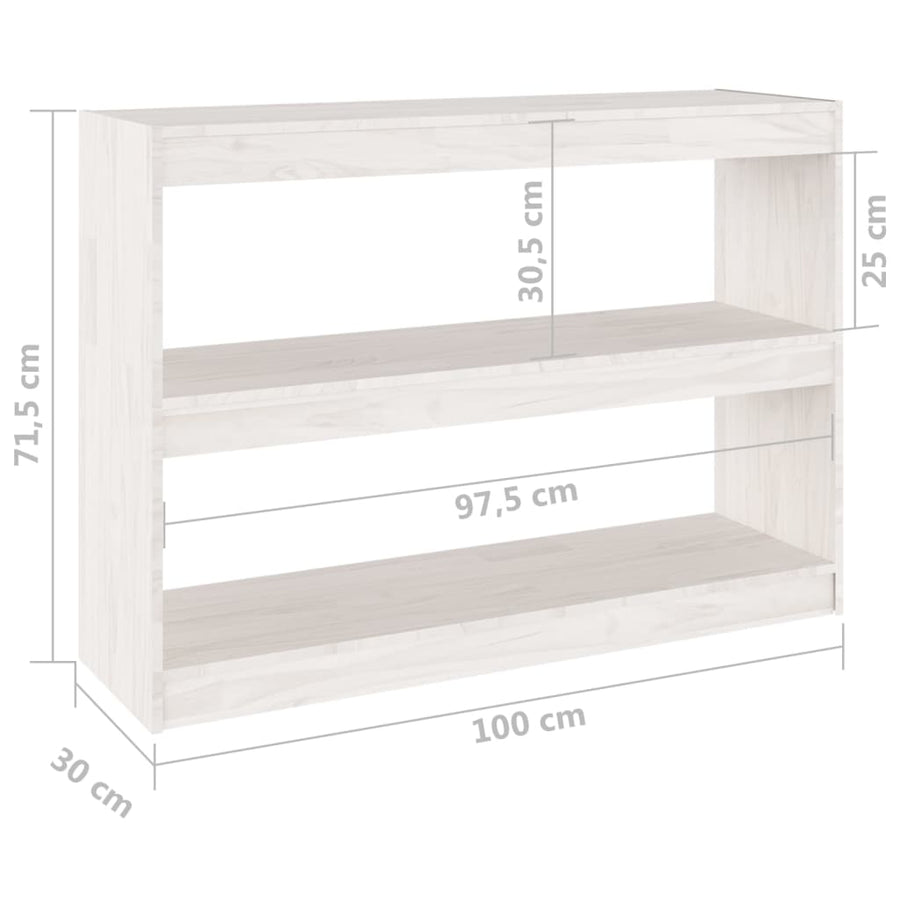 Boekenkast/kamerscherm 100x30x71,5 cm grenenhout wit 100 x 30 x 71.5 cm Wit
