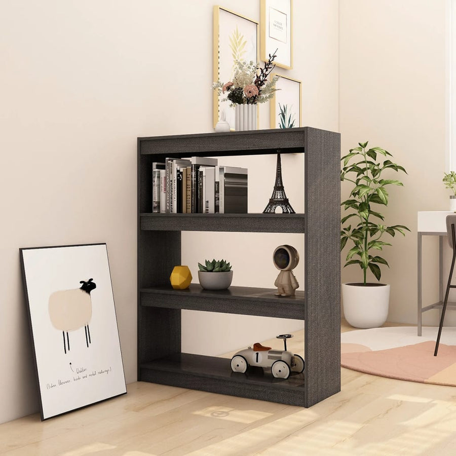Boekenkast/kamerscherm 100x30x103 cm massief grenenhout grijs 100 x 30 x 103 cm Grijs