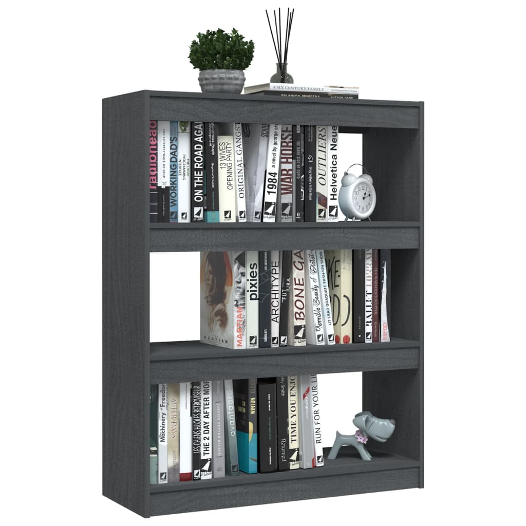 Boekenkast/kamerscherm 100x30x103 cm massief grenenhout grijs 100 x 30 x 103 cm Grijs