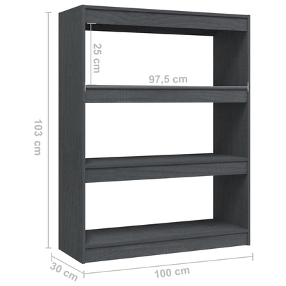 Boekenkast/kamerscherm 100x30x103 cm massief grenenhout grijs 100 x 30 x 103 cm Grijs