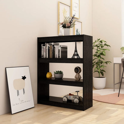 Boekenkast/kamerscherm 100x30x103 cm massief grenenhout zwart 100 x 30 x 103 cm Zwart